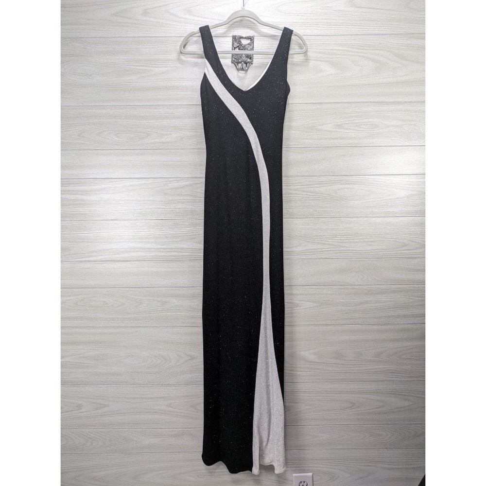 Vintage Black White Sparkle Cocktail Prom Dress